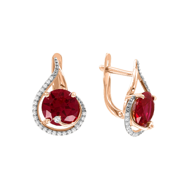 Earrings in red gold with cubic zirconia 