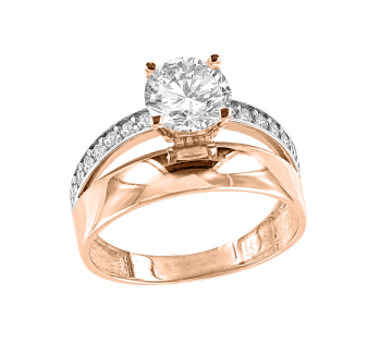 Lady´s ring in red gold of 585 assay value with zirconia 