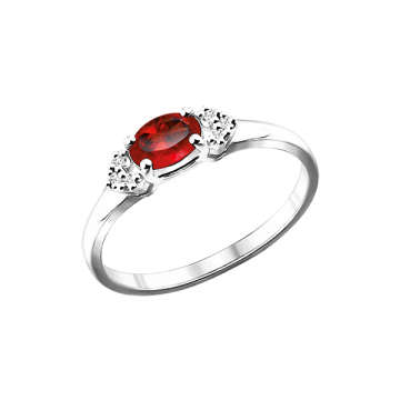 Silver ring with zirconia and ruby HTS 