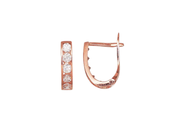 Infant earrings in red gold of 585 assay value (14ct) with zirconia 