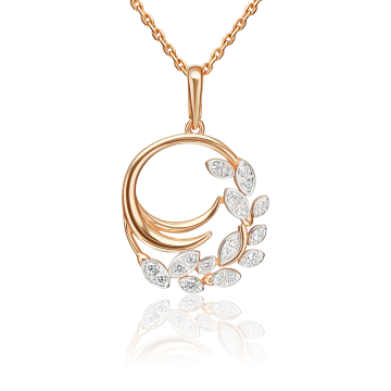 Pendants in red gold of 585 assay value with zirconia 