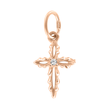 Pendants in red gold of 585 assay value with zirconia 