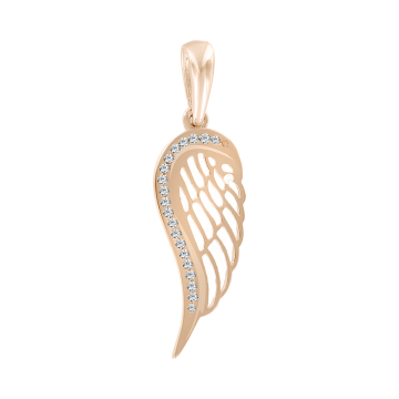 Pendant in red gold of 585 assay value with zirconia 