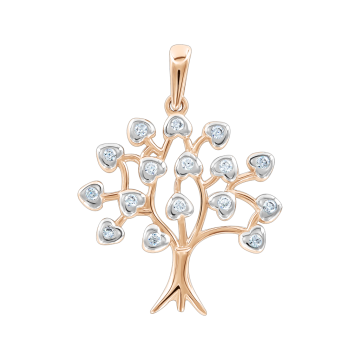Pendants in red gold of 585 assay value with zirconia 