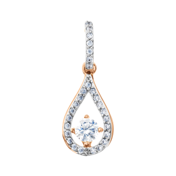 Pendants in red gold of 585 assay value with zirconia 