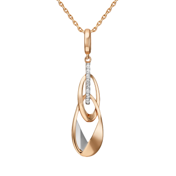Pendants in red gold of 585 assay value with zirconia 