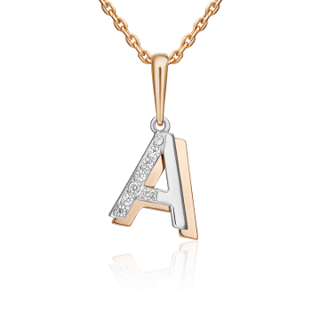 Pendants in red gold of 585 assay value with zirconia 