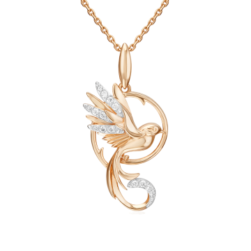 Pendants in red gold of 585 assay value with zirconia 