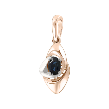 Pendant in red gold of 585 assay value with sapphire HTS 