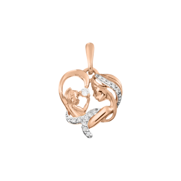 Pendants in red gold of 585 assay value with zirconia 