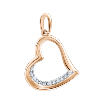 Pendant in red gold of 585 assay value with zirconia 