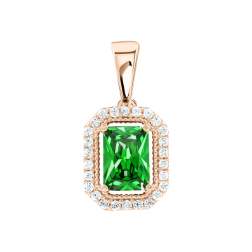 Pendants in red gold of 585 assay value with zirconia 
