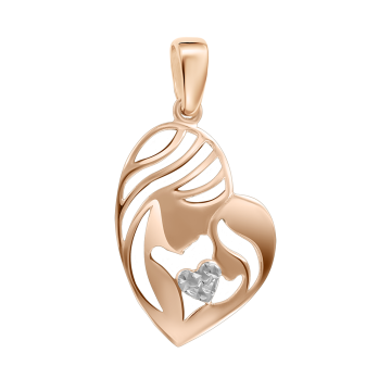 Pendants in red gold of 585 assay value with zirconia 