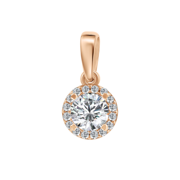 Pendants in red gold of 585 assay value with zirconia 