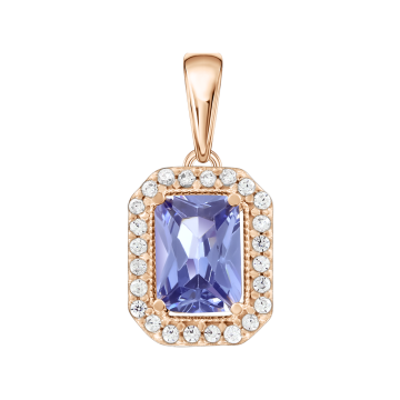 Pendants in red gold of 585 assay value with zirconia 