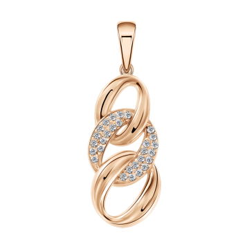 Pendants in red gold of 585 assay value with zirconia 
