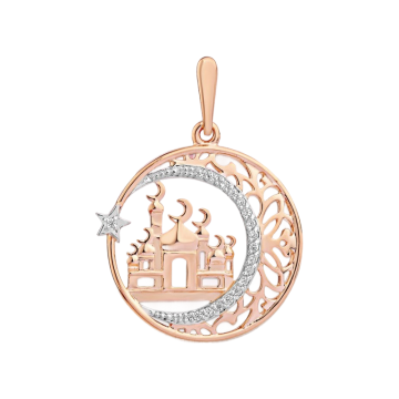 Pendants in red gold of 585 assay value with zirconia 
