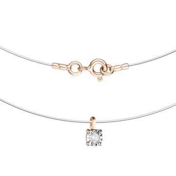 Gold Pendant in 585 Red Gold with Diamond 42 cm