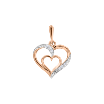 Pendants in red gold of 585 assay value with zirconia 