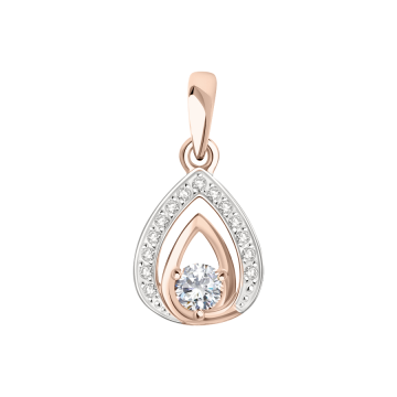 Pendants in red gold of 585 assay value with zirconia 