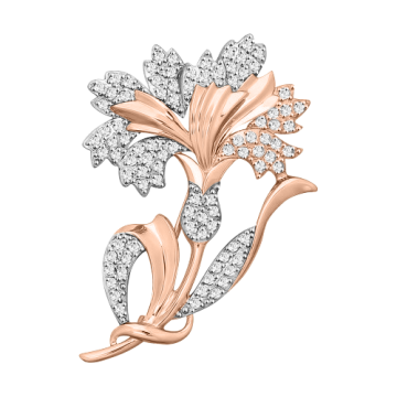 Rotgold 585 Brosche mit Zirkonia 