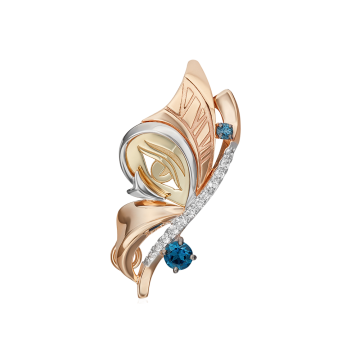 Rotgold 585 Brosche mit mit Zirkonia,Topas, 