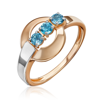 Lady´s ring in red gold of 585 assay value with blue topaz 