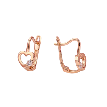 Gold Earrings for Children Made of Red Gold Cubic Zirconia 