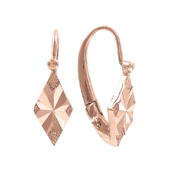 Earrings in red gold of 585 assay value 