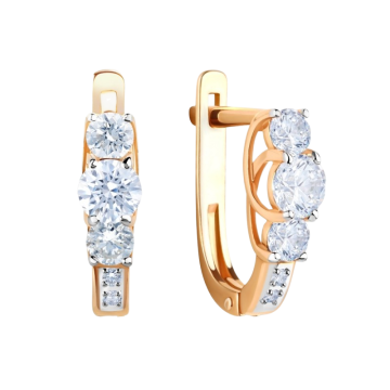 Earrings in red gold with cubic zirconia 
