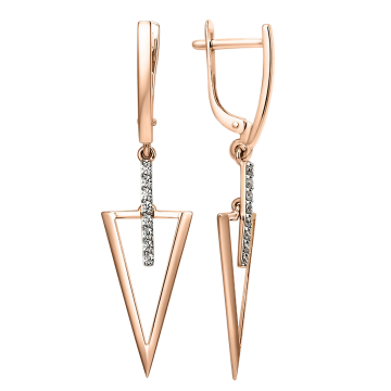 Earrings in red gold with cubic zirconia 