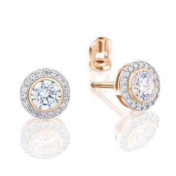 Earrings in Red gold 585 - Zirconia 