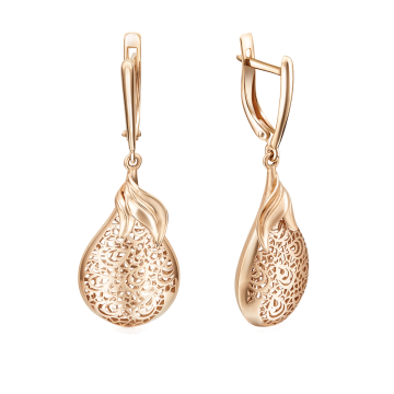 Earrings in red gold of 585 assay value 