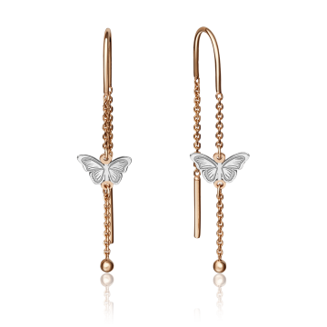 Earrings in red and white gold of 585 assay value 