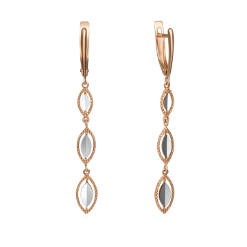 Earrings in red and white gold of 585 assay value 