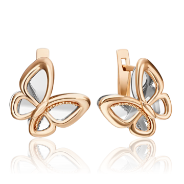 Earrings in red and white gold of 585 assay value 