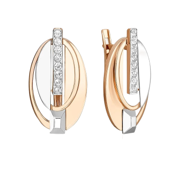 Earrings in red gold with cubic zirconia 