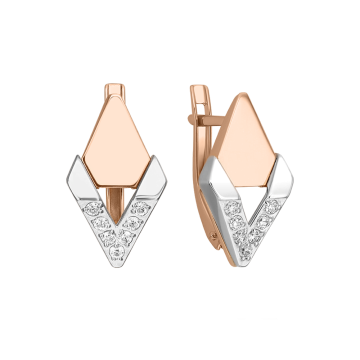 Earrings in red gold with cubic zirconia 
