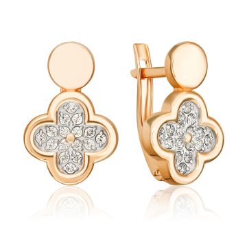 Earrings in red gold with cubic zirconia 