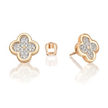 Earrings in Red gold 585 - Zirconia 