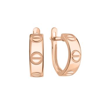 Earrings in red gold of 585 assay value 