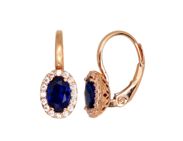 Earrings in red gold with cubic zirconia 