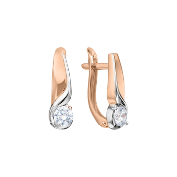 Earrings in red gold with cubic zirconia 