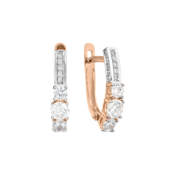 Earrings in red gold with cubic zirconia 