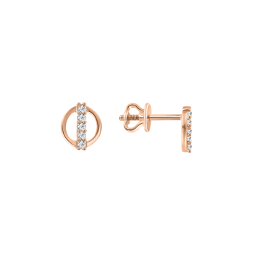 Earrings in red gold with cubic zirconia 