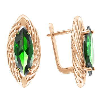 Earrings in red gold with cubic zirconia 