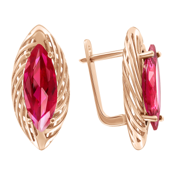 Earrings in red gold with cubic zirconia 