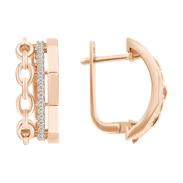 Earrings in red gold with cubic zirconia 