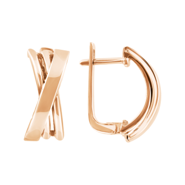 Earrings in red gold of 585 assay value 