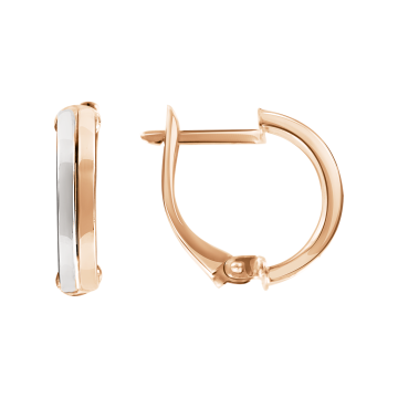 Earrings in red and white gold of 585 assay value 